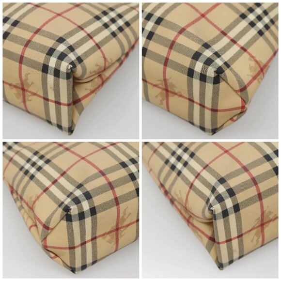 BURBERRY Nova Check Hand Bag PVC Beige Red Silver Auth - Picture 16 of 16